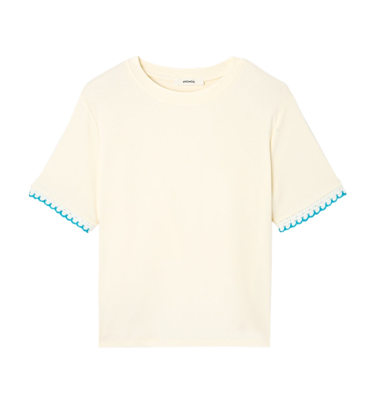 T-shirt détail crochet Femme - Imprimé écru