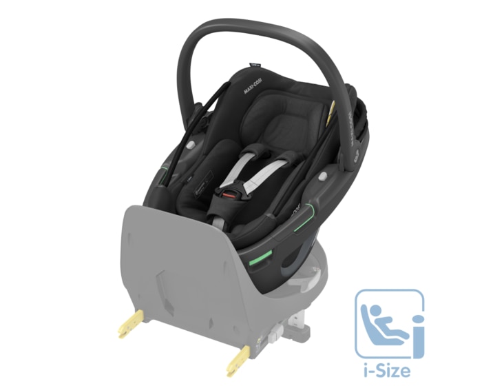Coral 360 0 - 12 M  40 - 75 cm   0 - 12 kg    Intuitive FlexiSpin-Drehung mit nur einer Hand |    Der erste modulare Baby-Autositz |    Ultraleichtgewicht |    „Easy-in”-Gurt |