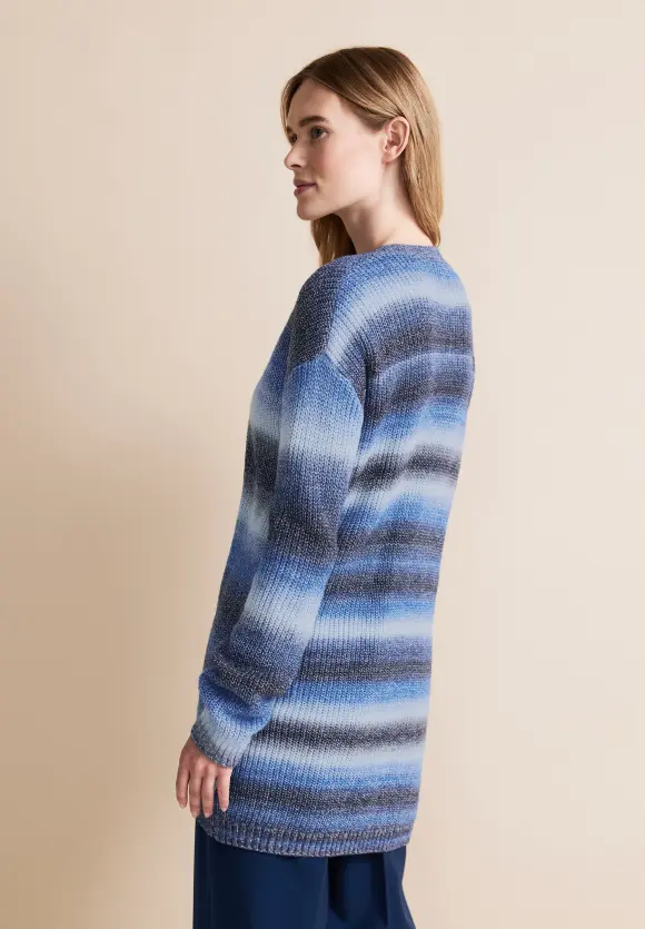 Gestreifte Strickjacke - intense gentle blue melange