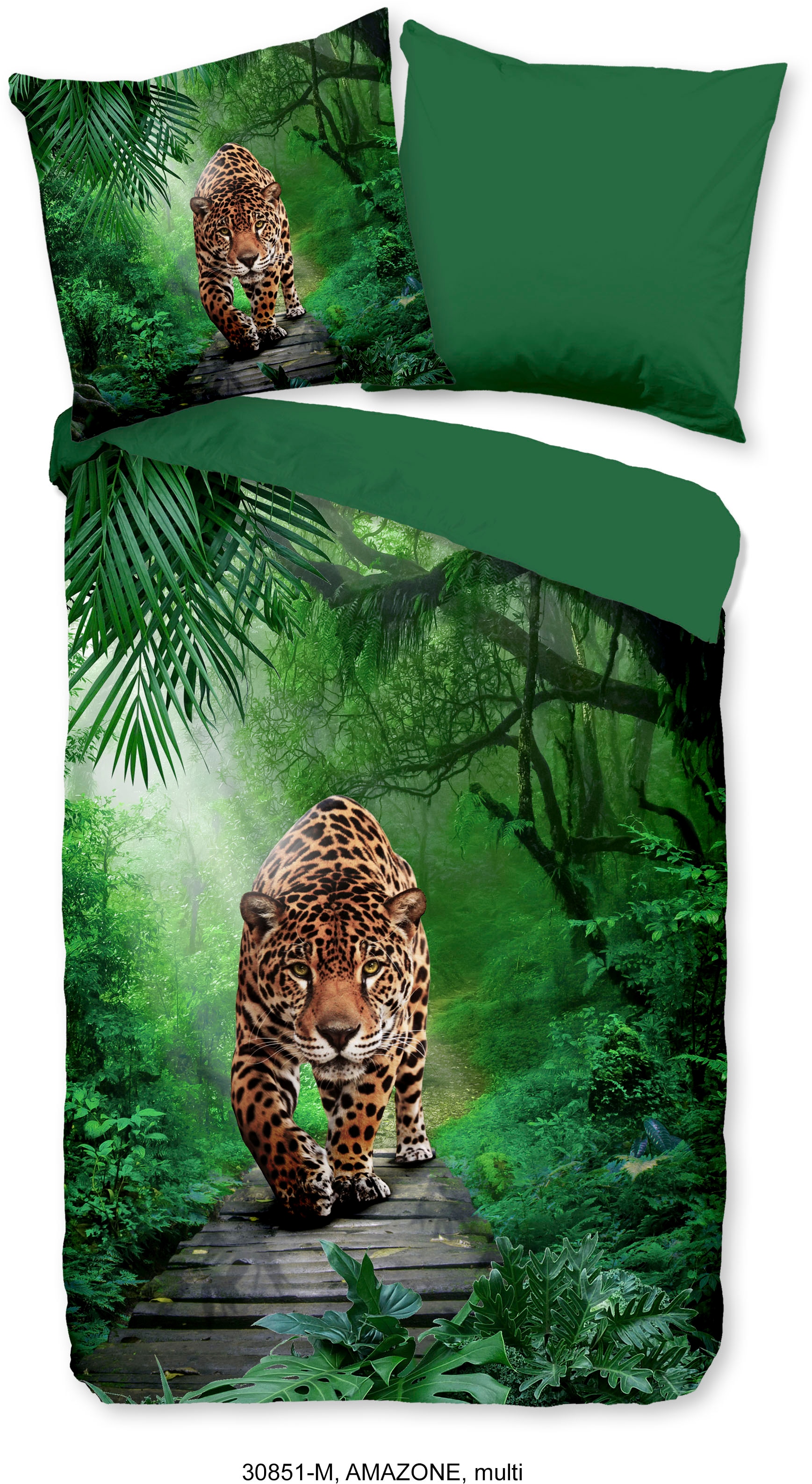 PURE luxury collection Wendebettwäsche »Amazone« 2 Stk. tlg. Mikrofaser, 135x200, Pflegeleicht, Reissverschluss, Wendeoptik, Leopard