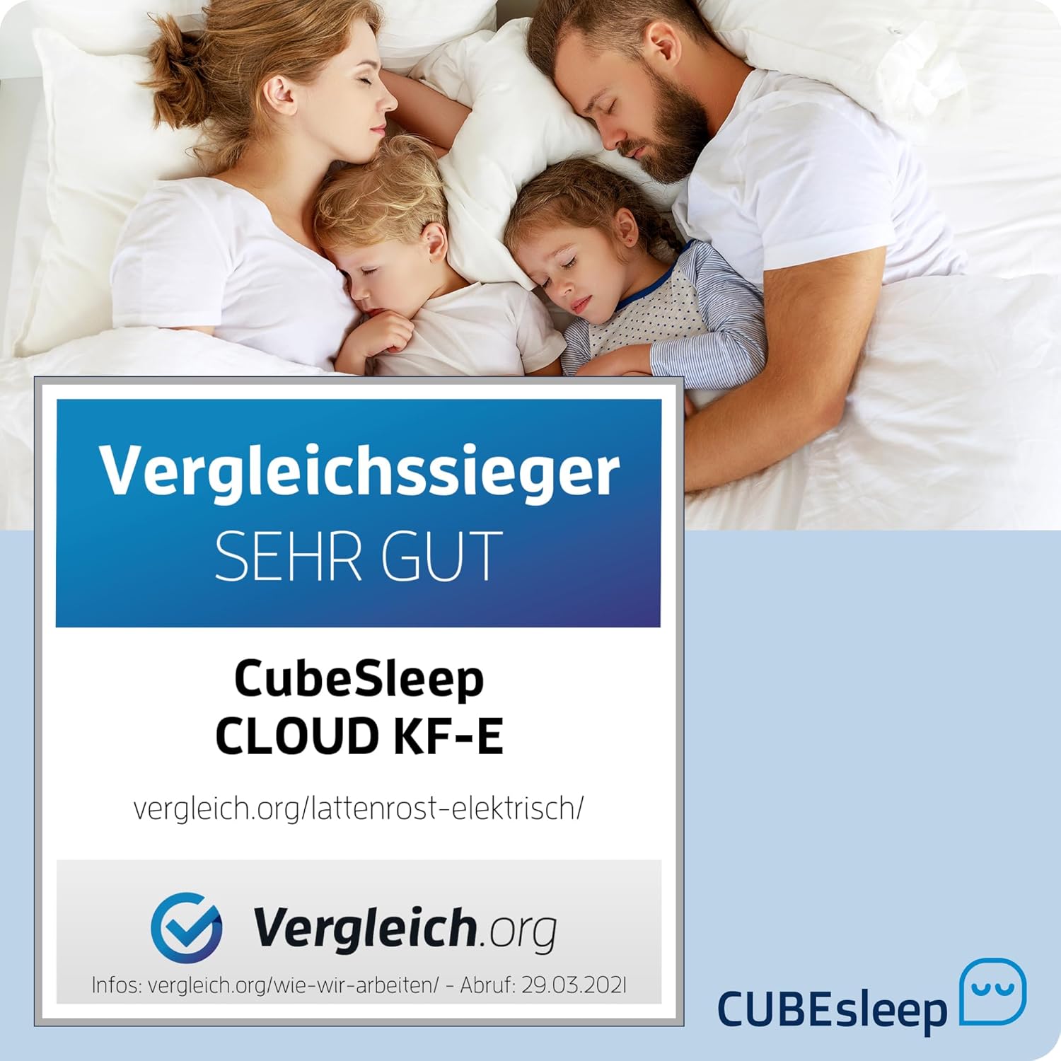 CubeSleep 7-Zonen Tellerfeder-Lattenrost Cloud 80x200 cm | Kopf- und Fußteil elektrisch verstellbar | Made In Germany | GS Zertifiziert – geprüfte Sicherheit | fertig montiert