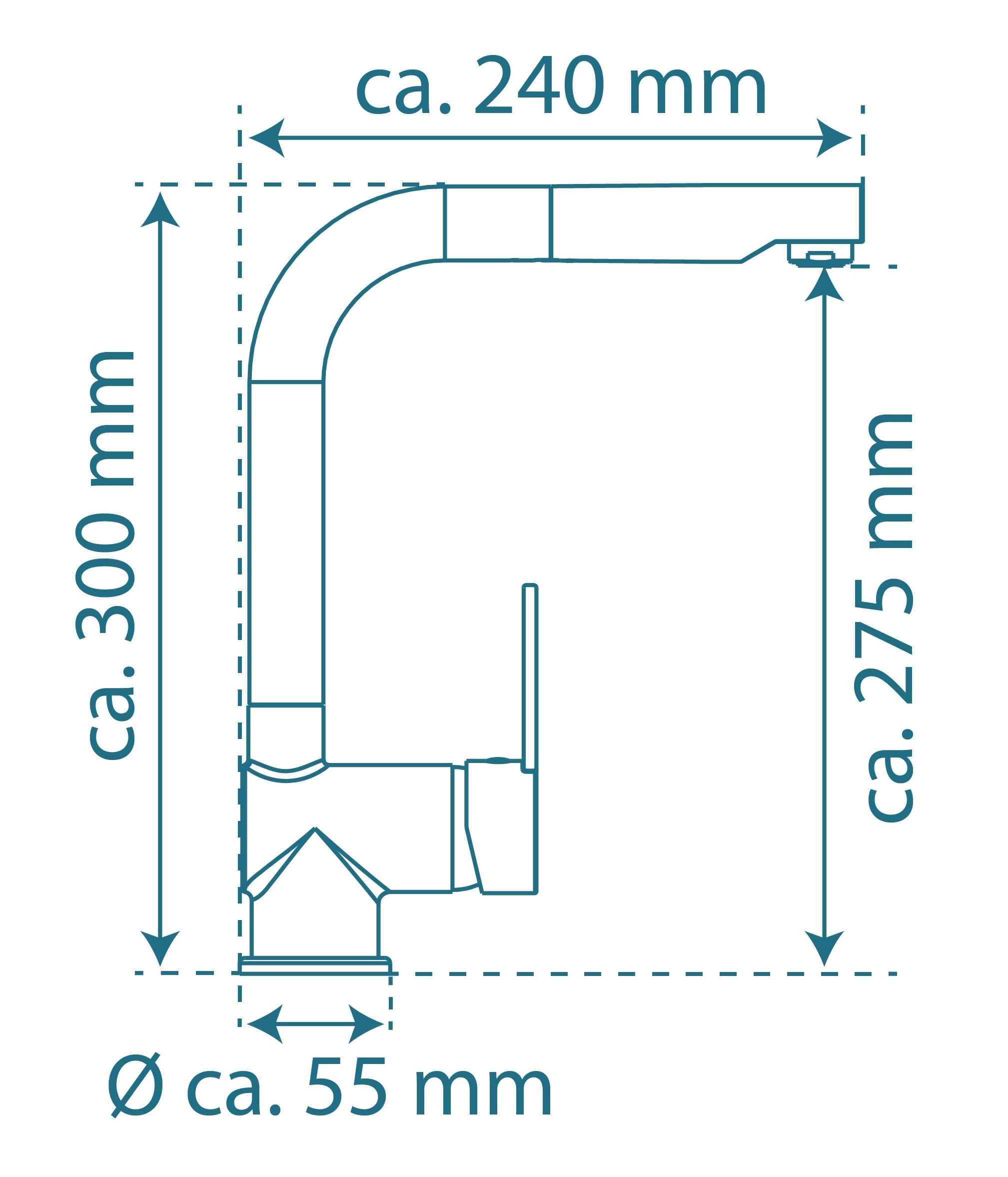 Schutte LONDON ééngreepsmengkraan keuken met uittrekbare uitloop, roestvrij staal-look