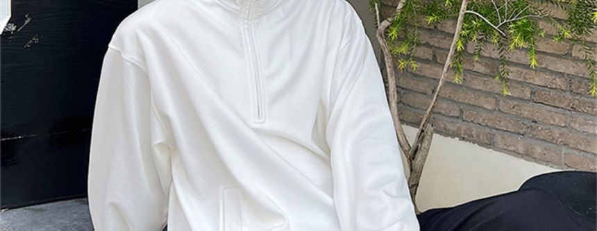 Patow - Sweatshirt met korte rits en mock-neck