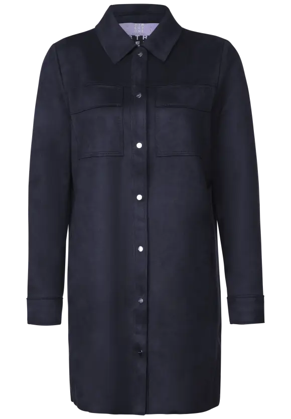 Long Velours Jacke - gravity blue
