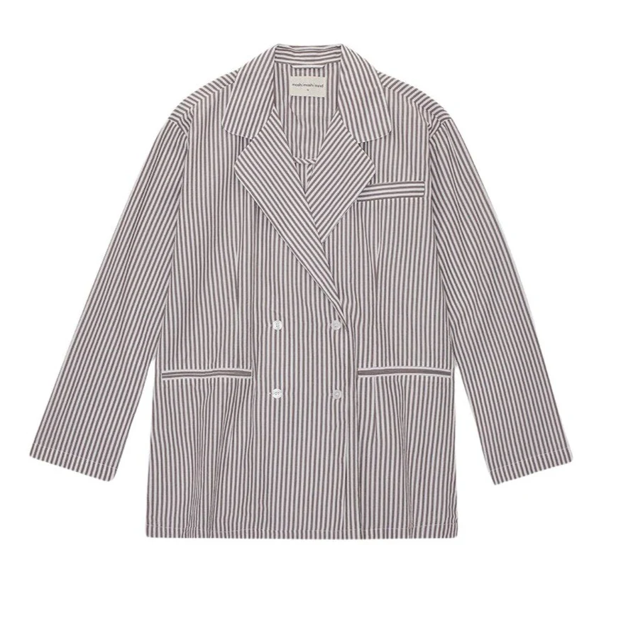 Moshi Moshi Mind  Viva Stripe skjorte - dark taupe / ecru