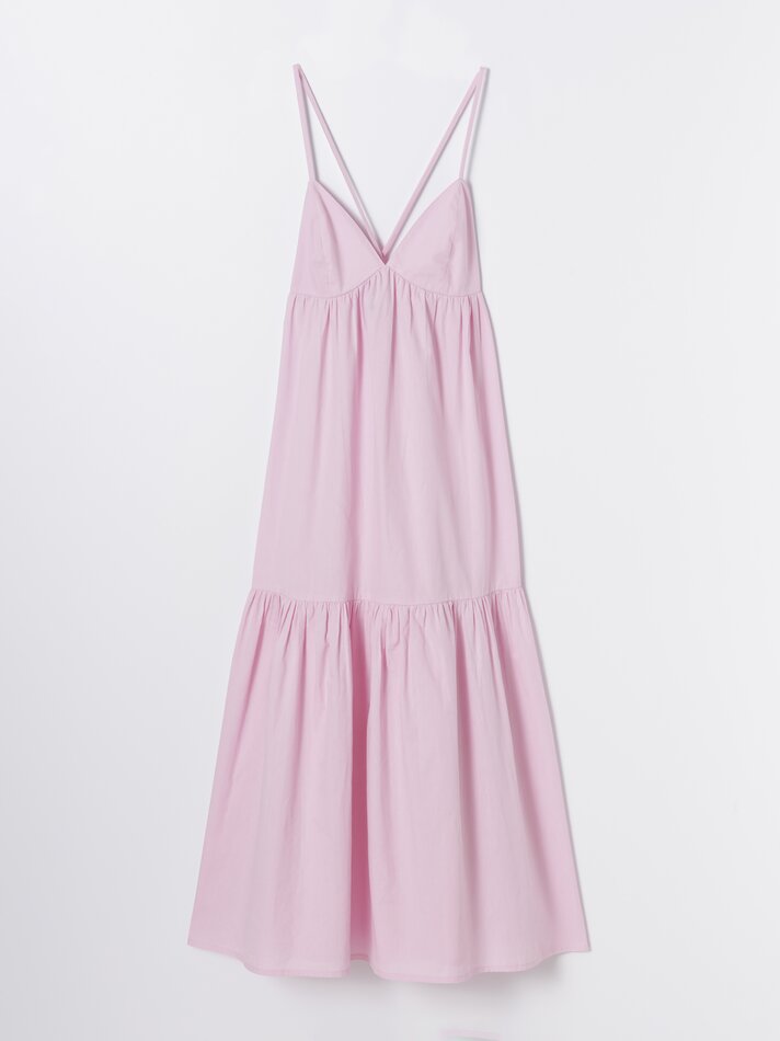 Vestido midi de alças finas - Rosa