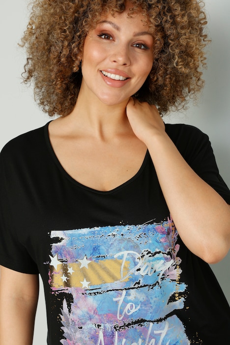 T-Shirt, großer Druck, Halbarm