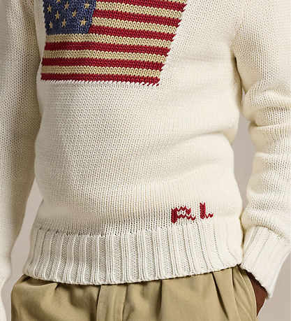 Polo Ralph Lauren Bluse - Strick - Weiß m. Flagge