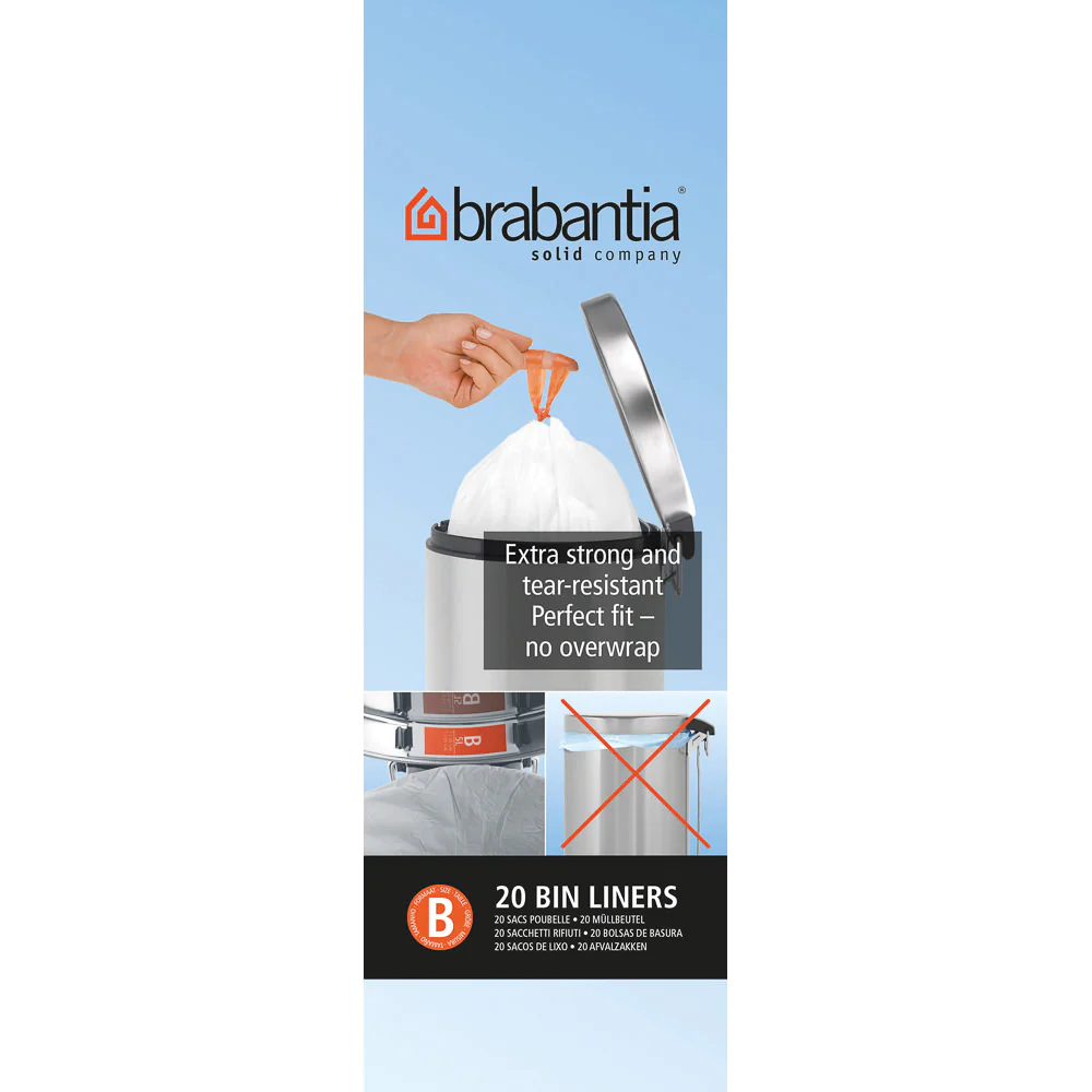 Rouleau 20 sacs poubelles 5 l blanc Code B Brabantia