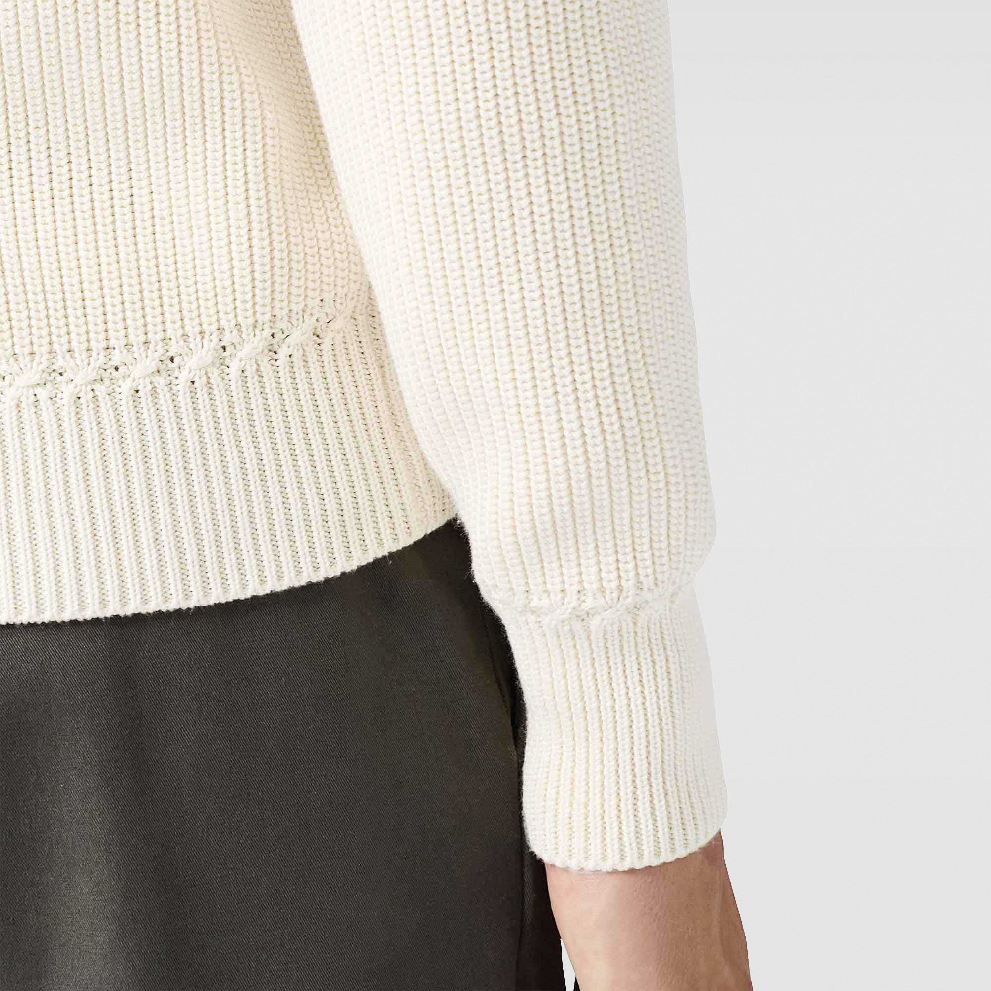 Pull Col V En Côtes Anglaises En Coton Et Soie