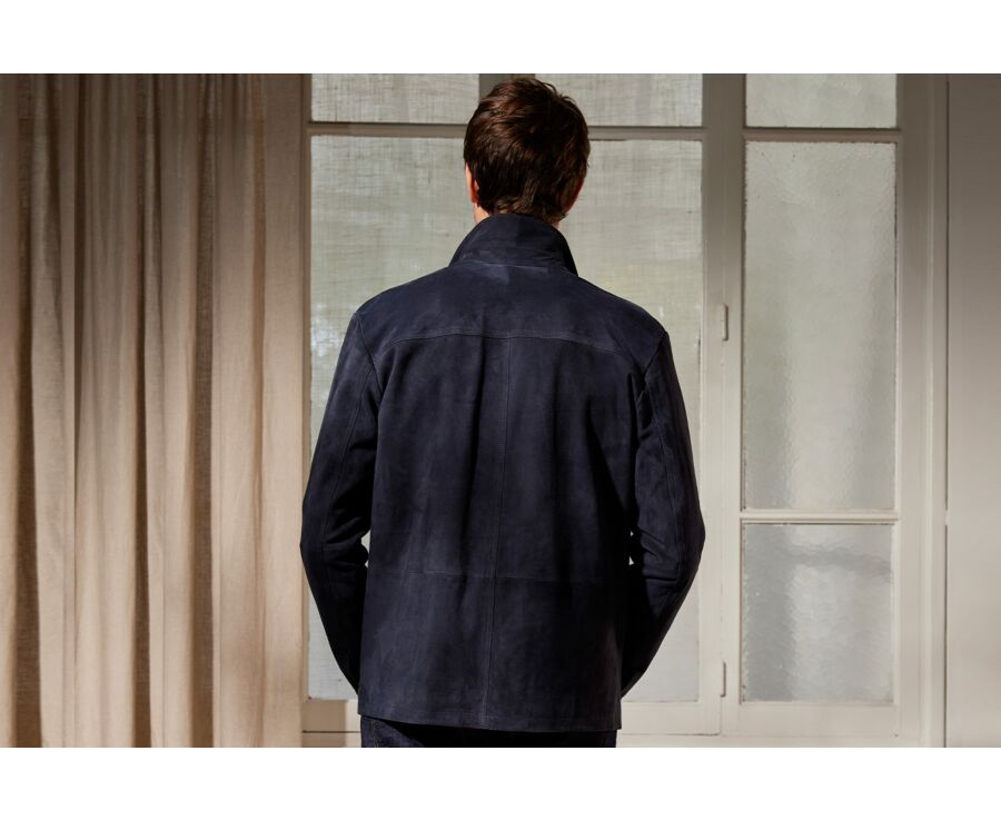 Veste en cuir daim homme Marine - FAUSTIN