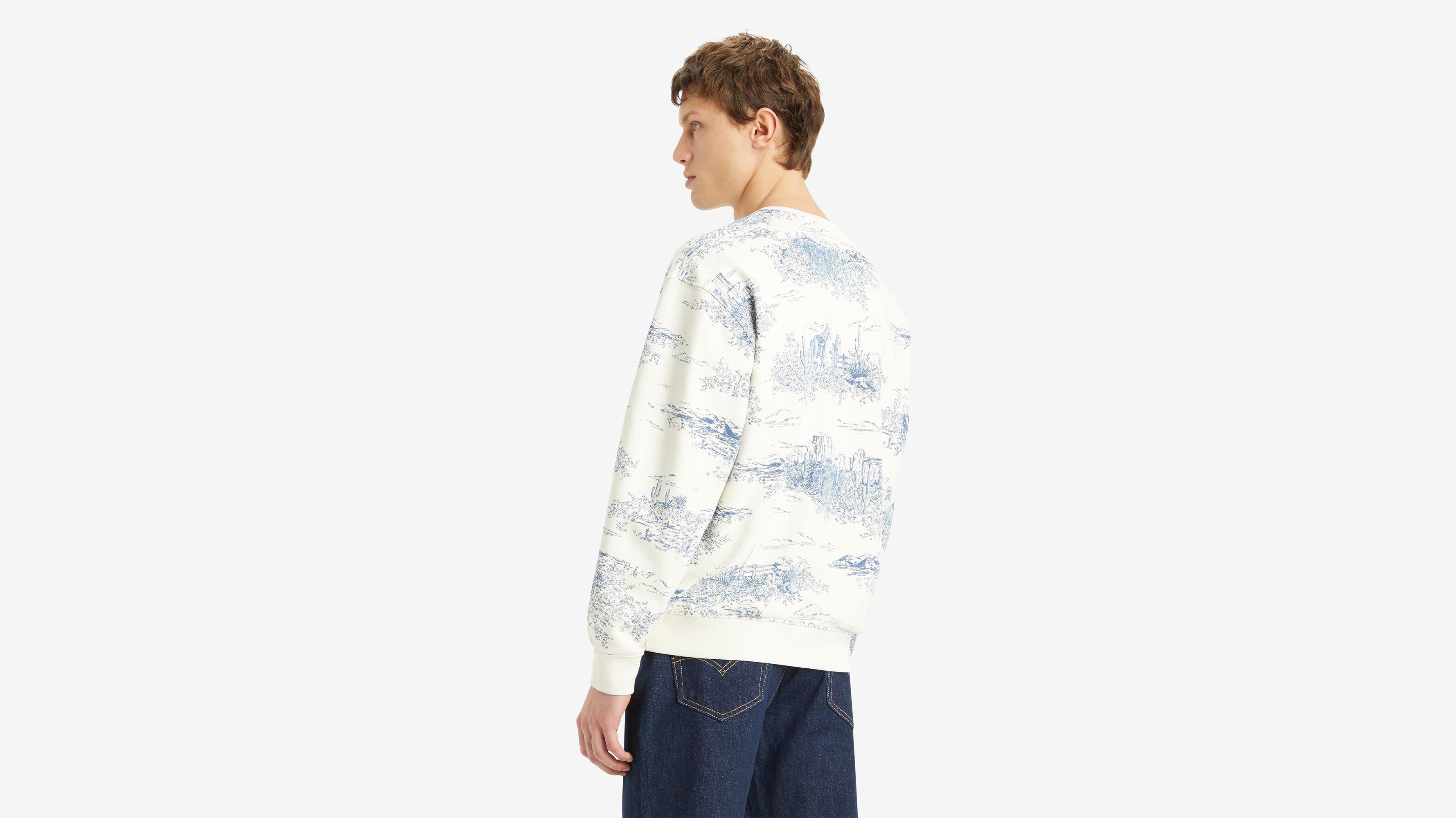 Sweat-shirt col rond graphique Relaxed - Western Toile Sunny Cream - Bleu