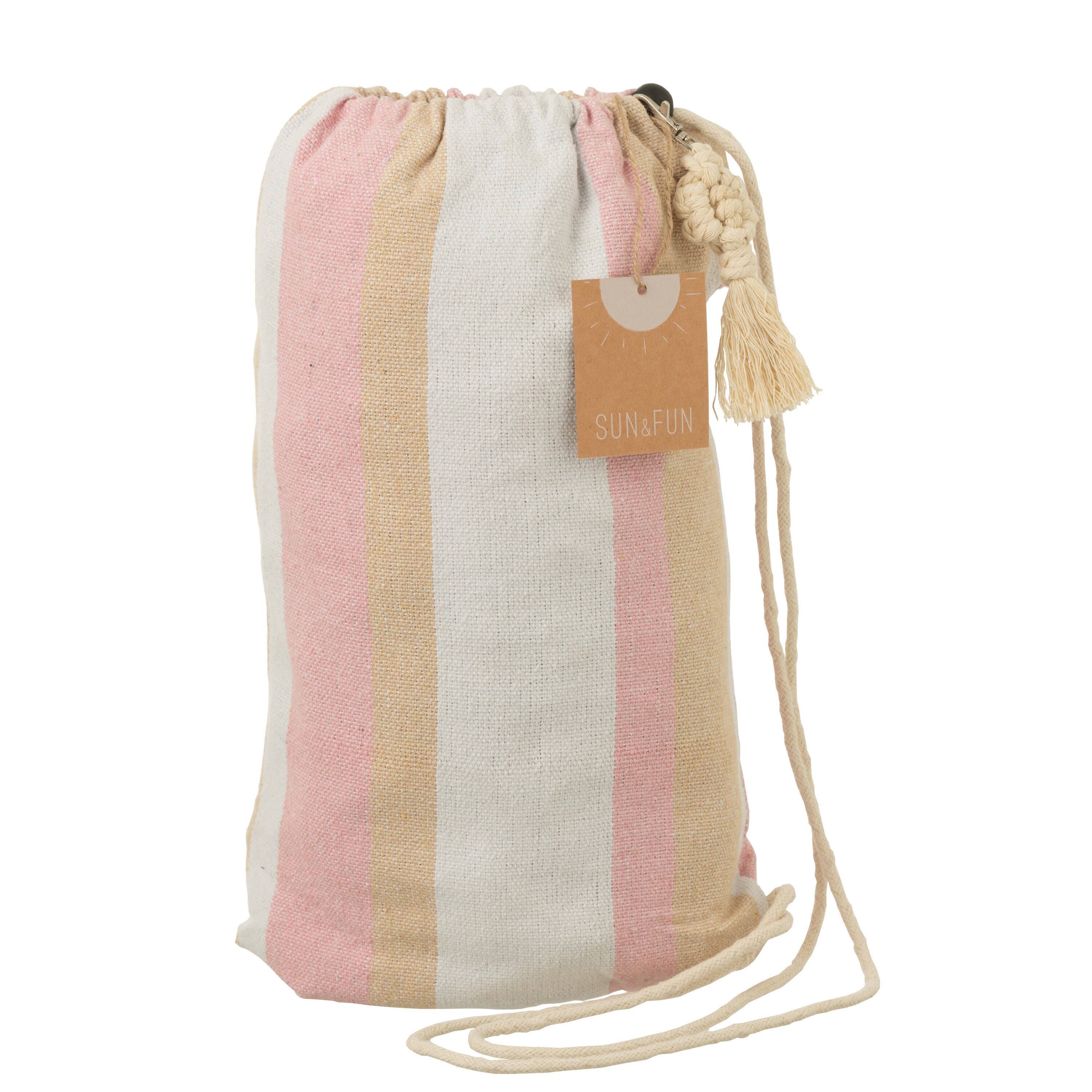 J-Line hangmat Strepen - katoen|polyester - wit|beige|lichtr