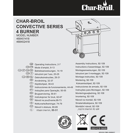 Char-Broil Convective 410 B gasgrill - sort