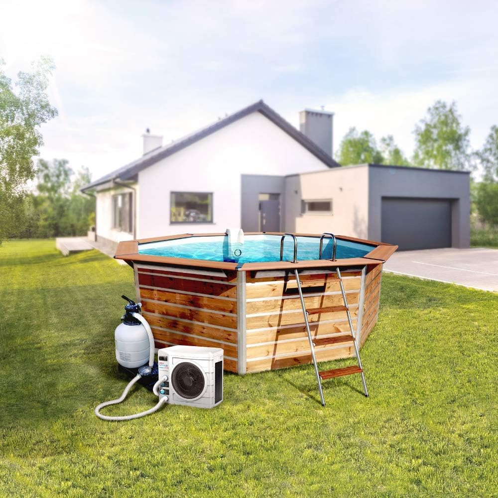 N NETSPA Poolex Nano Action 3 Poolstar PC-Nano-A3 – Wärmepumpe für kleine Aufstellpools – Verbrauch von 600 W – Volumen des Beckens von 10 bis 21 m³, Weiß