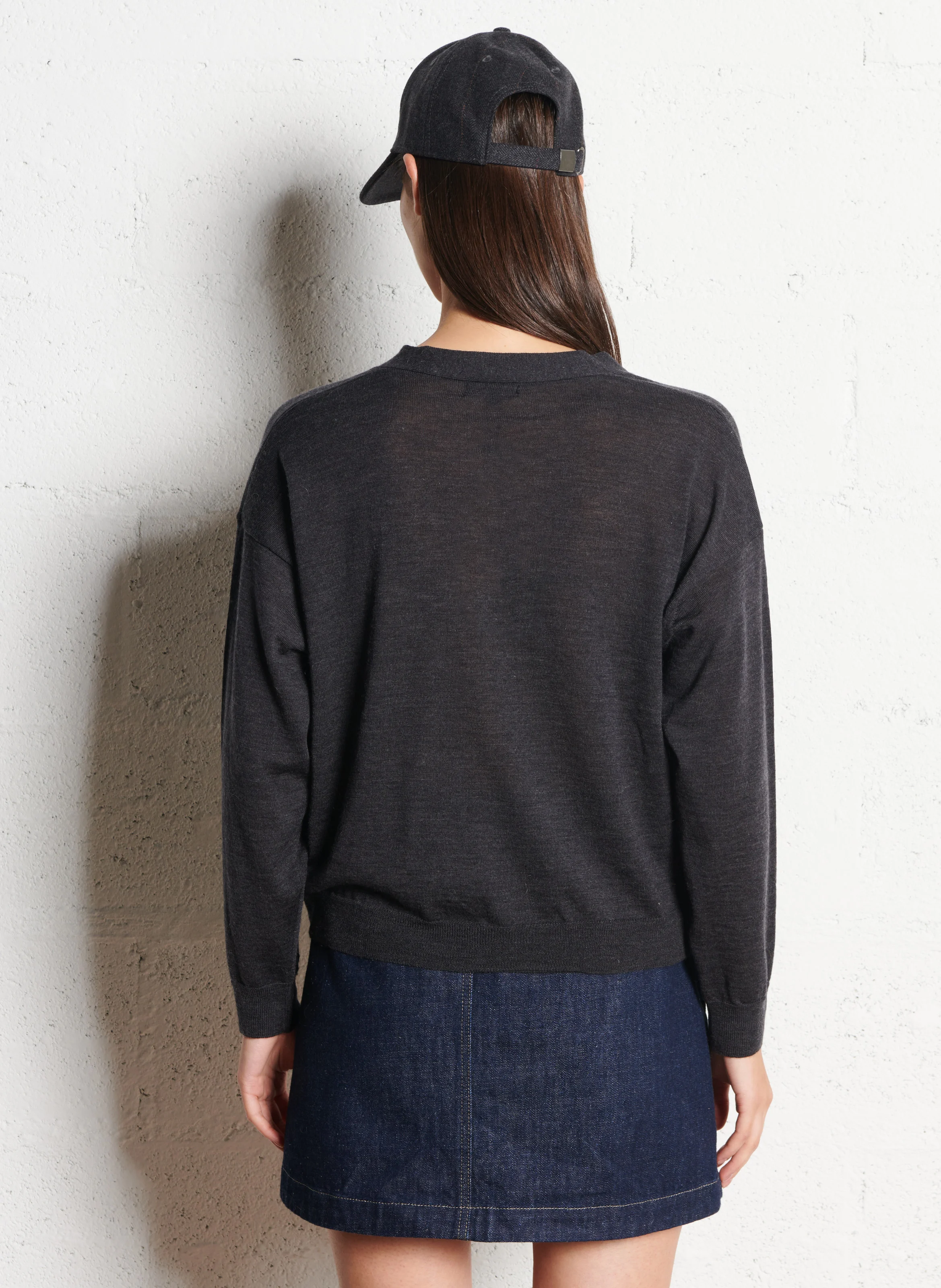 IDEM - Cardigan à col V en laine| Gris