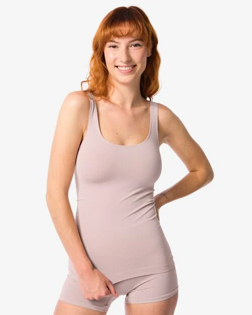 débardeur femme légèrement correcteur avec bambou beige