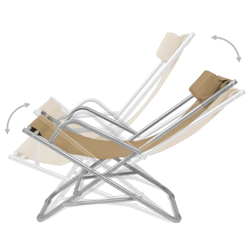 Chaises inclinables de terrasse 2 pièces acier taupe
