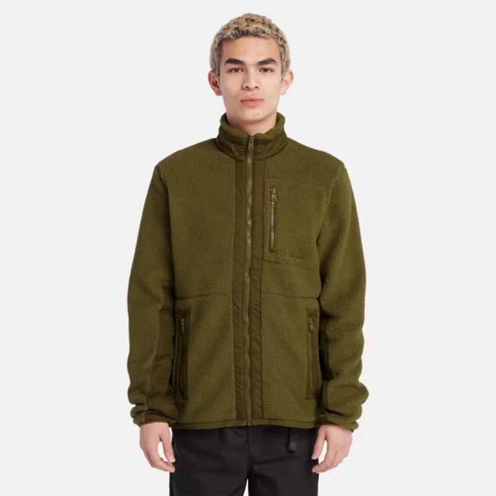 Fleece de pelo alto para homens na cor verde.