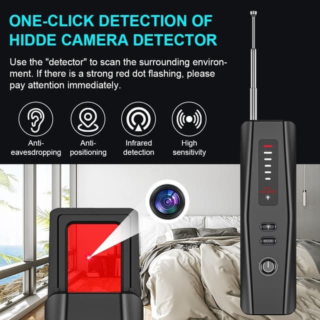 RF Signal Detektor GPS WiFi Tracker Kamera Bug Detector Anti Spy Infrarød Scanner