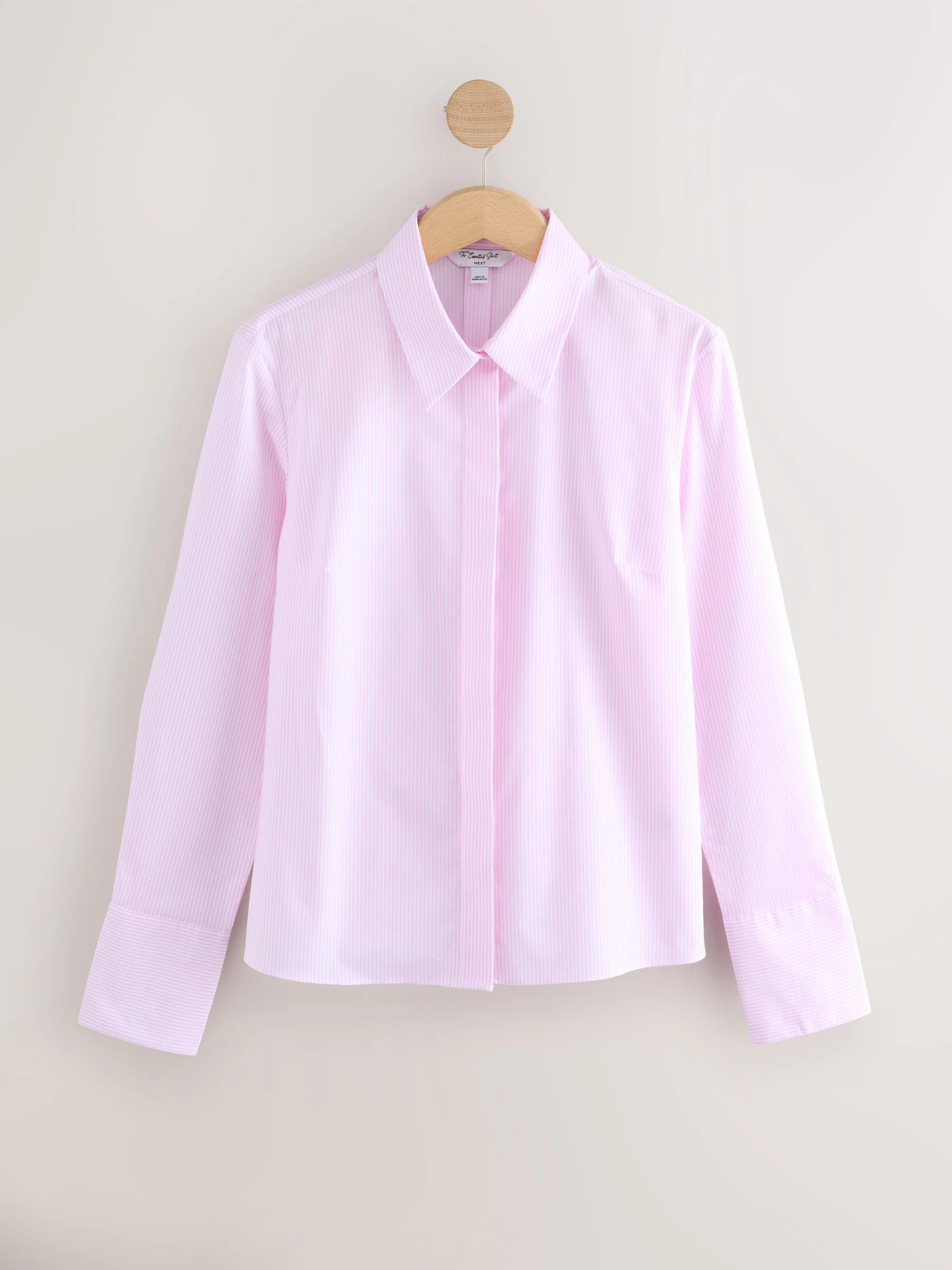 Roze/wit gestreept - Fitted Stretch Essential Long Sleeve Shirt