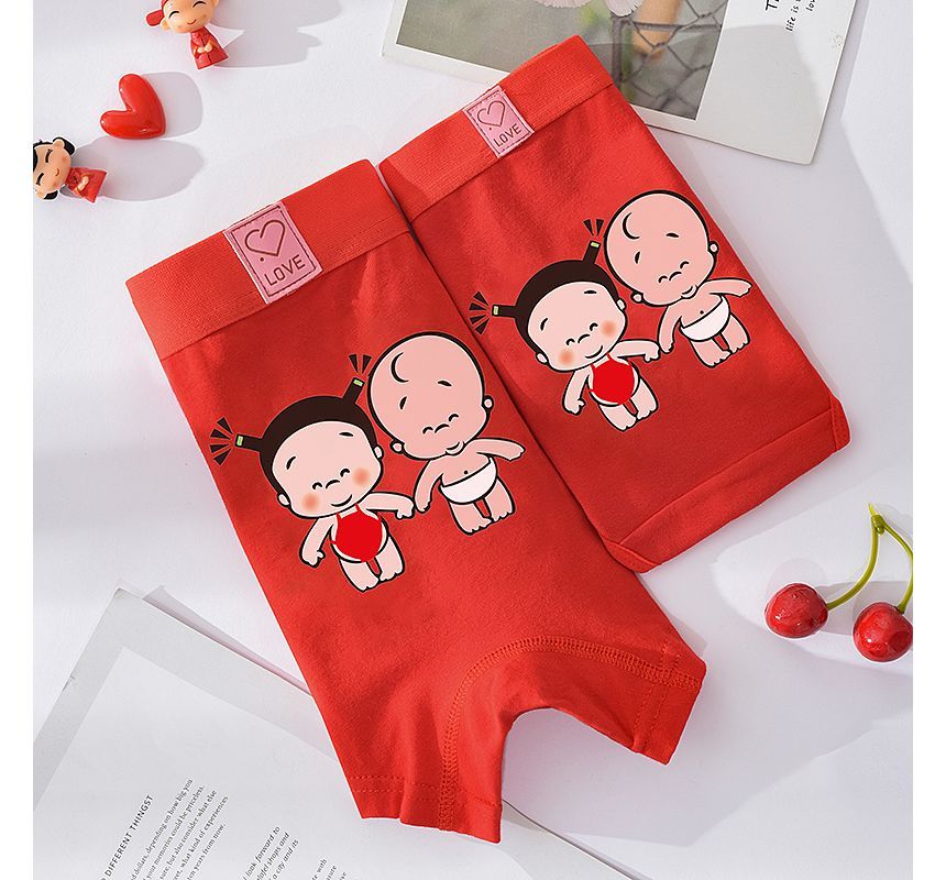 Pancherry - Matching set voor koppels: boxershorts met print + slipje