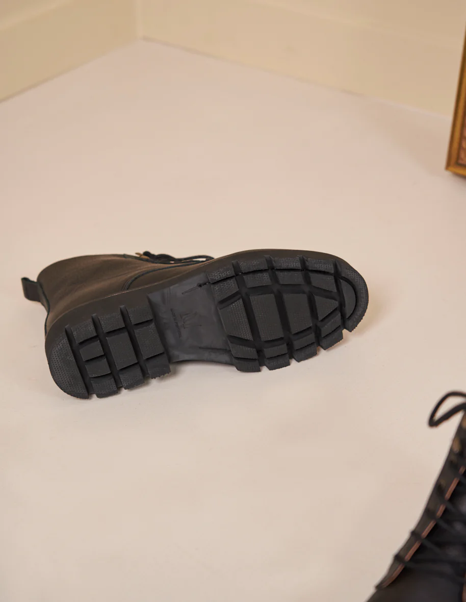 Bottines Théodore - Cuir grainé brossé noir
