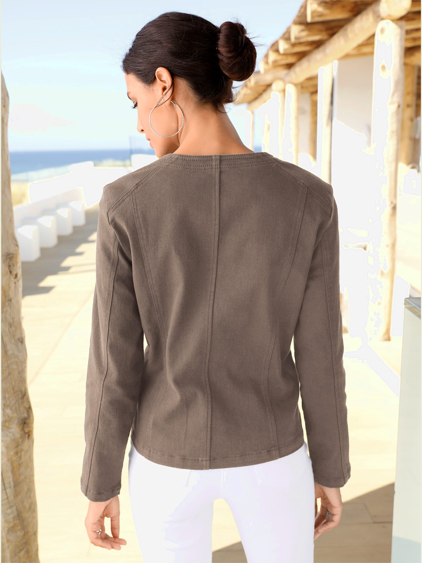Blazer aspect jean 2 glissières fantaisie poches