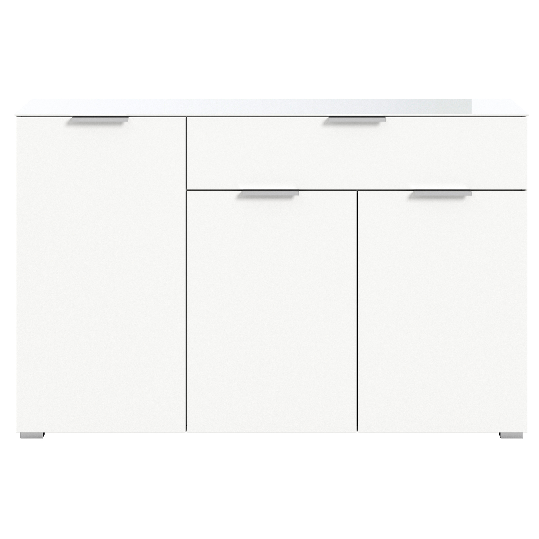 Kommode RAY - weiß - Glasplatte - 135 cm