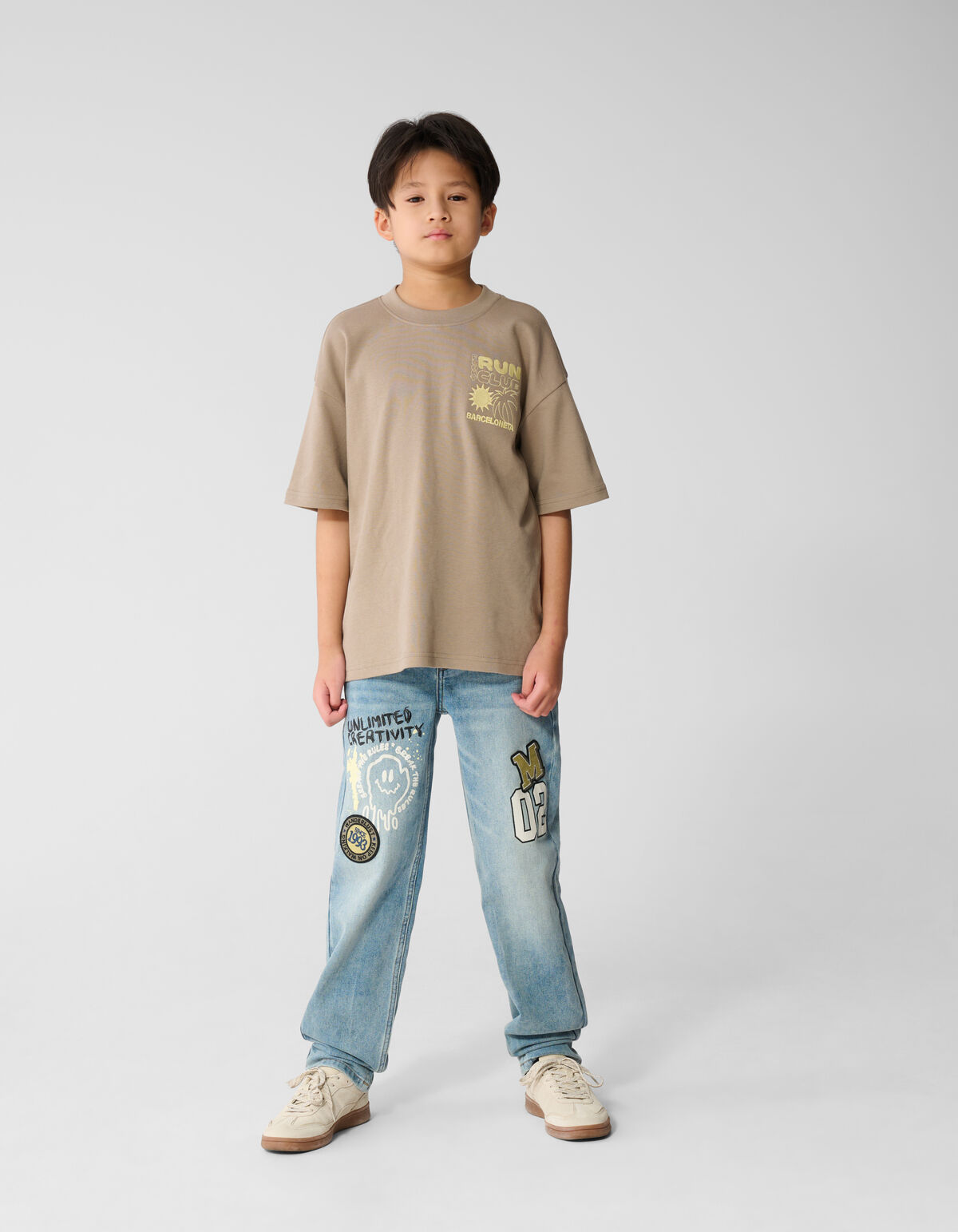 Artwork Straight Fit Jeans Blauw