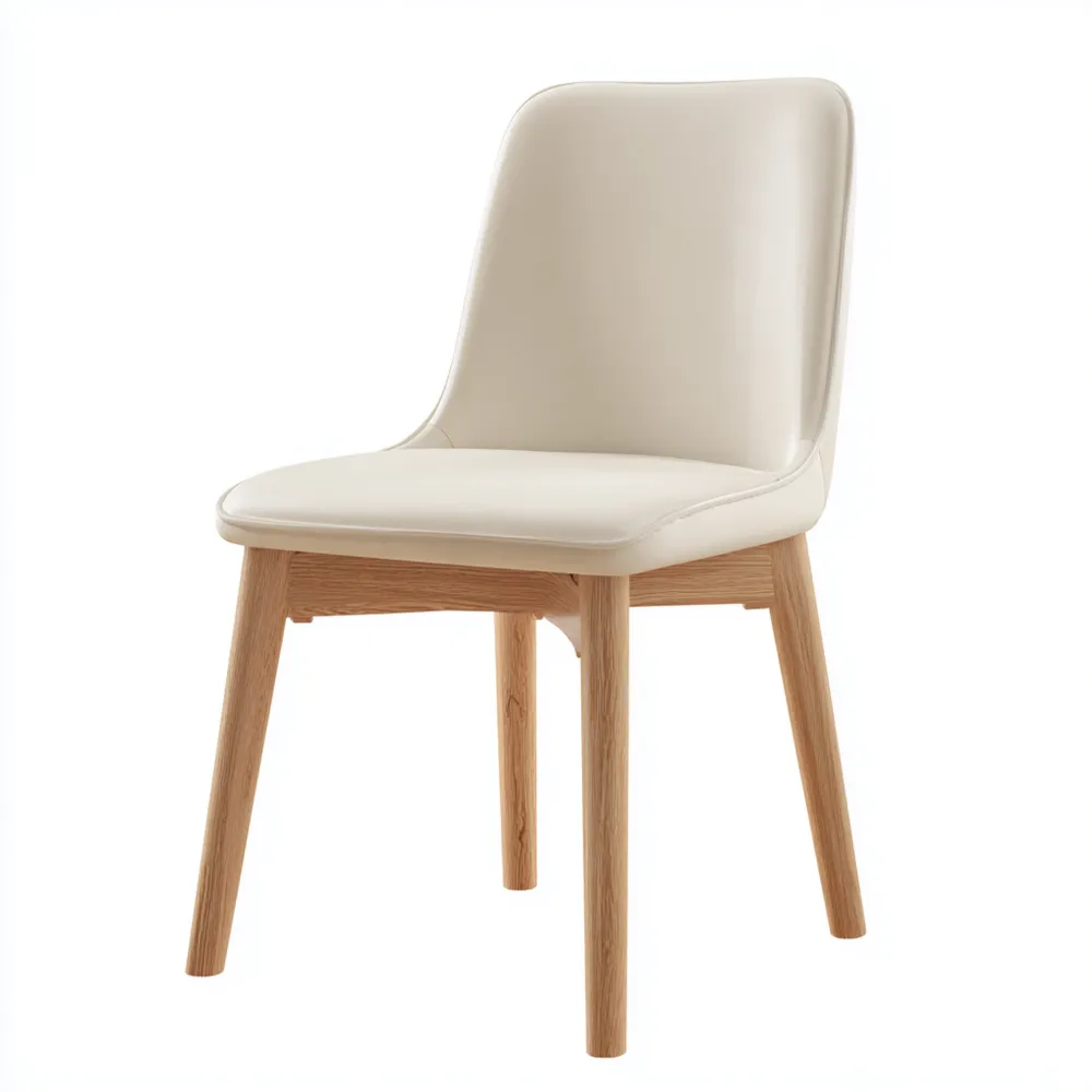 Esszimmerstuhl Holzrahmen 45x40x85 cm Kunstleder Polsterung Beige - Modern