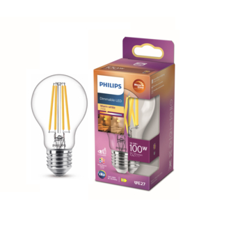 Philips LED peer E27 100W filament helder warmglow dimbaar