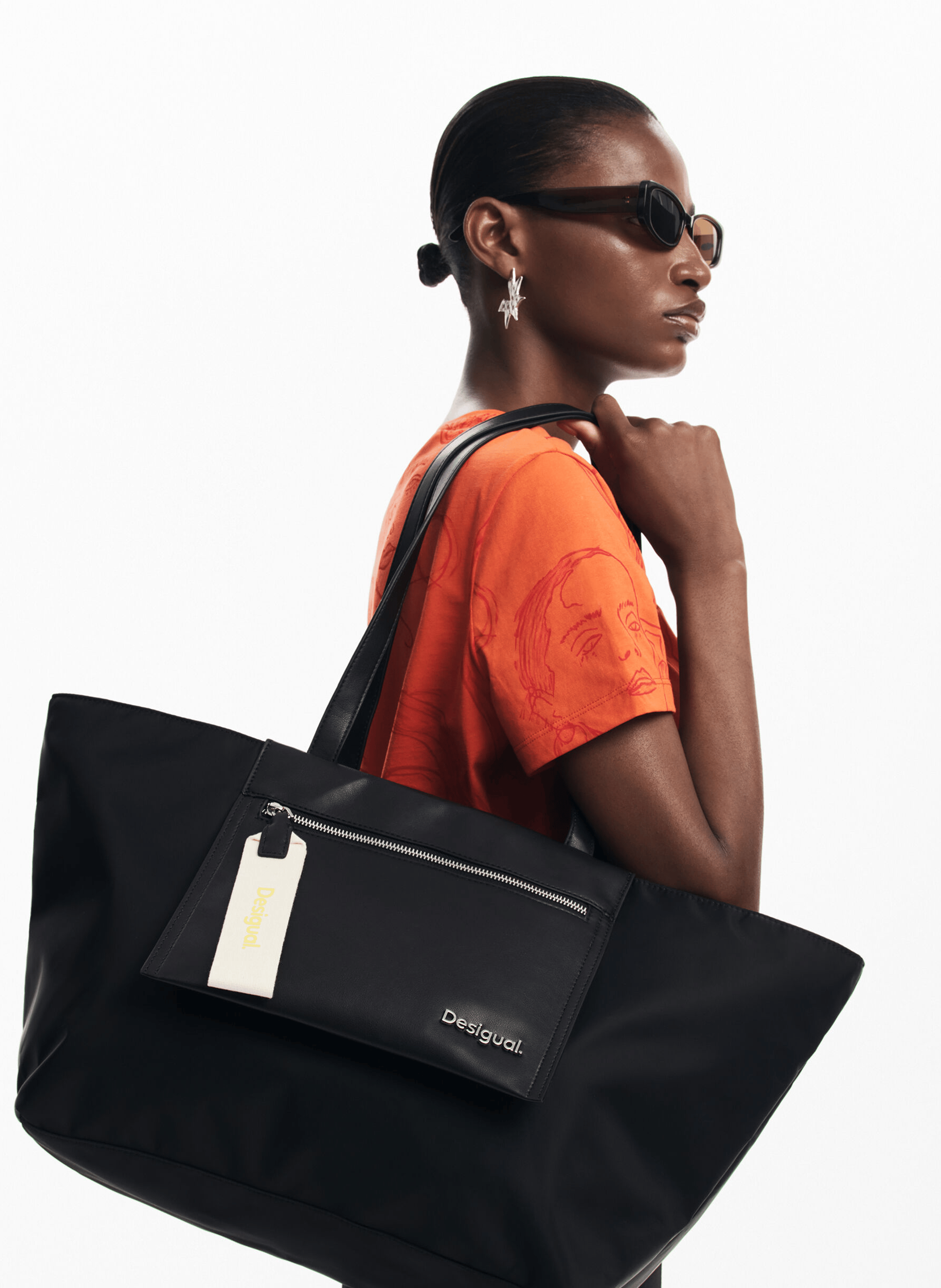 Sac cabas effet cuir| Noir
