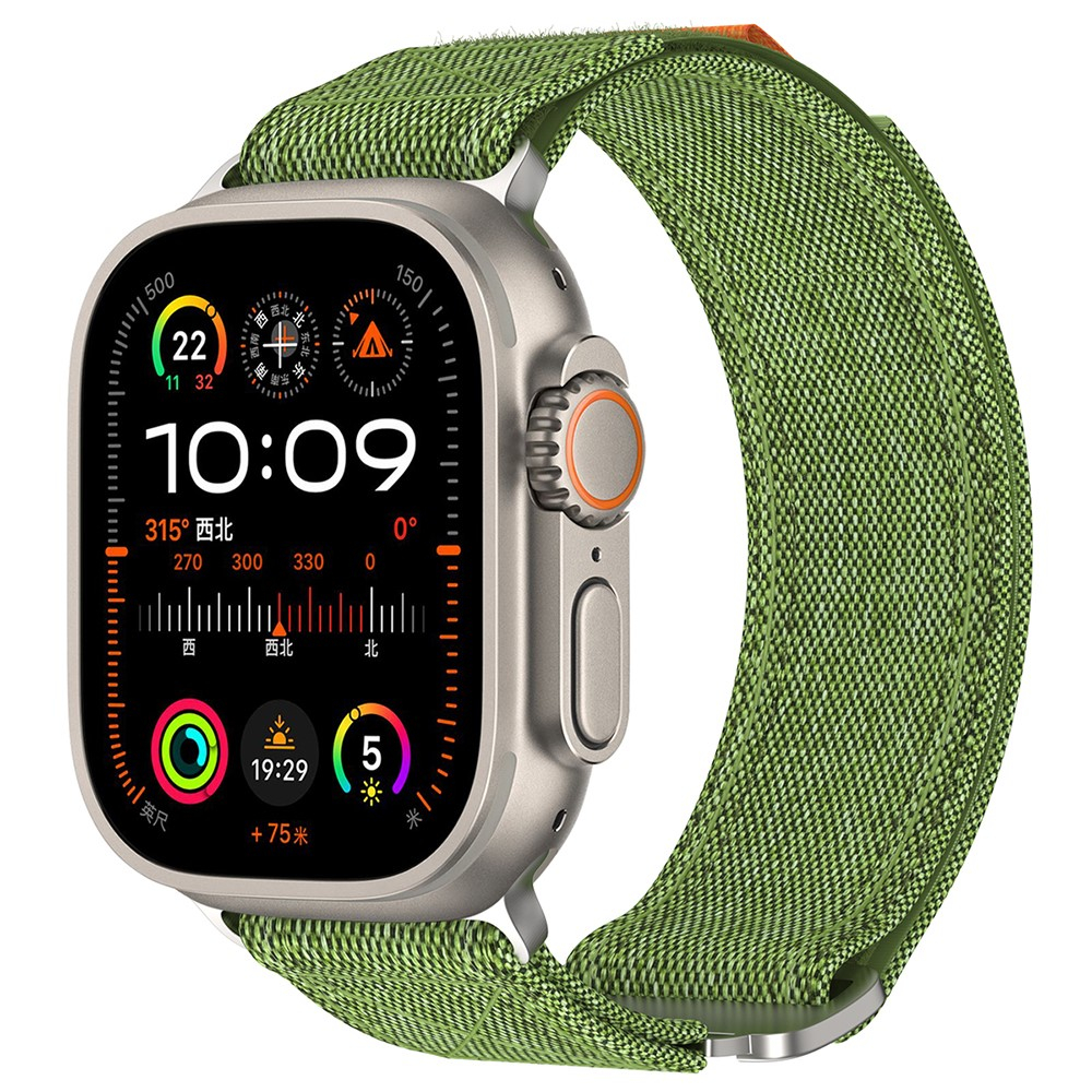 Apple Watch (49/46/45/44 mm) Nylon Armband mit Klettverschluss (Gelenkumfang: 135-210mm) - Grün / Orange