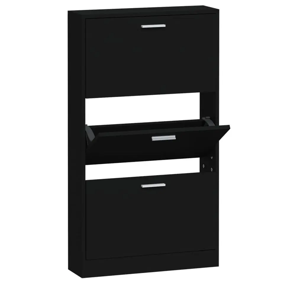vidaXL - Schoenenrek - Zwart - Bewerkt hout