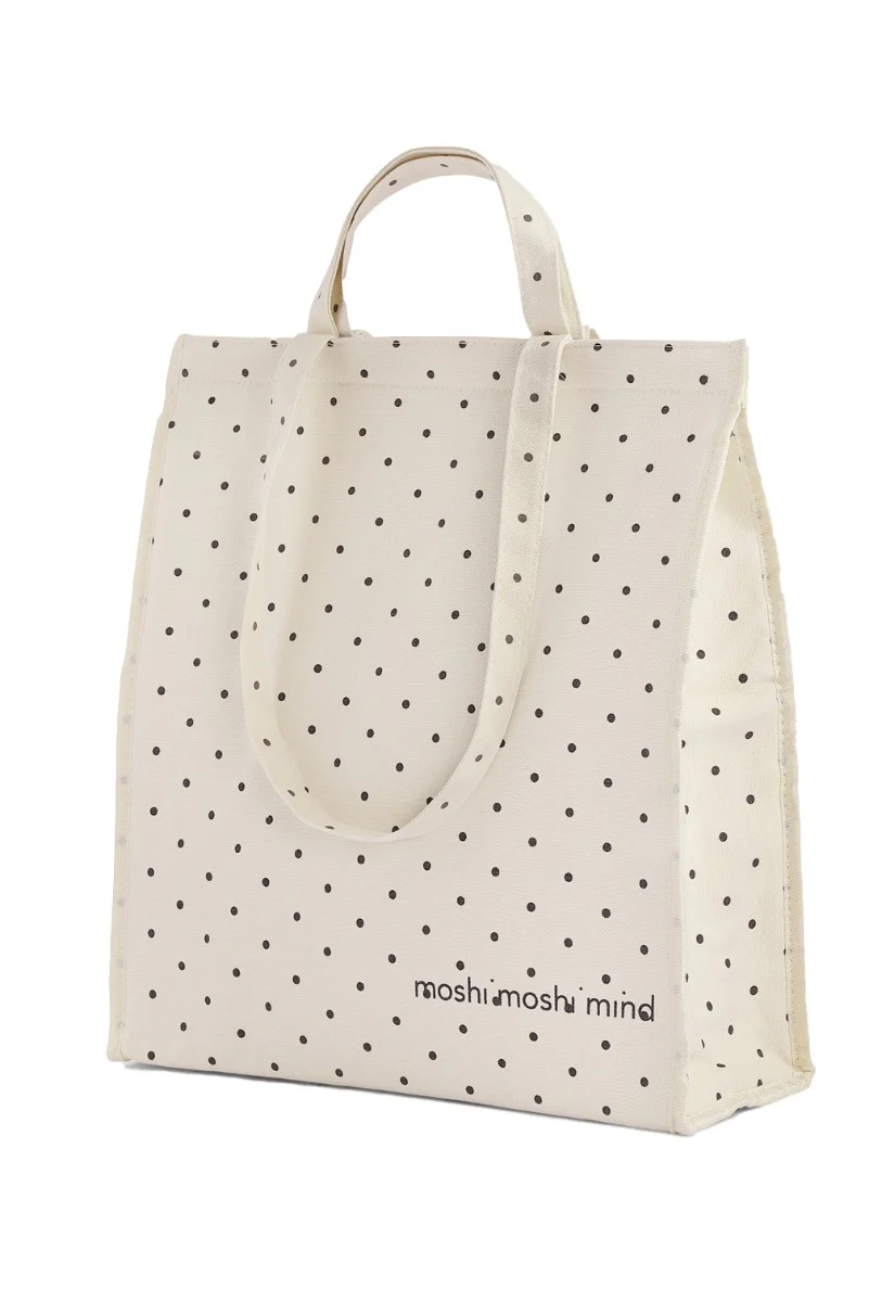 Moshi Moshi Mind  Dotted køletaske, ecru/sorte -  40x35 cm.