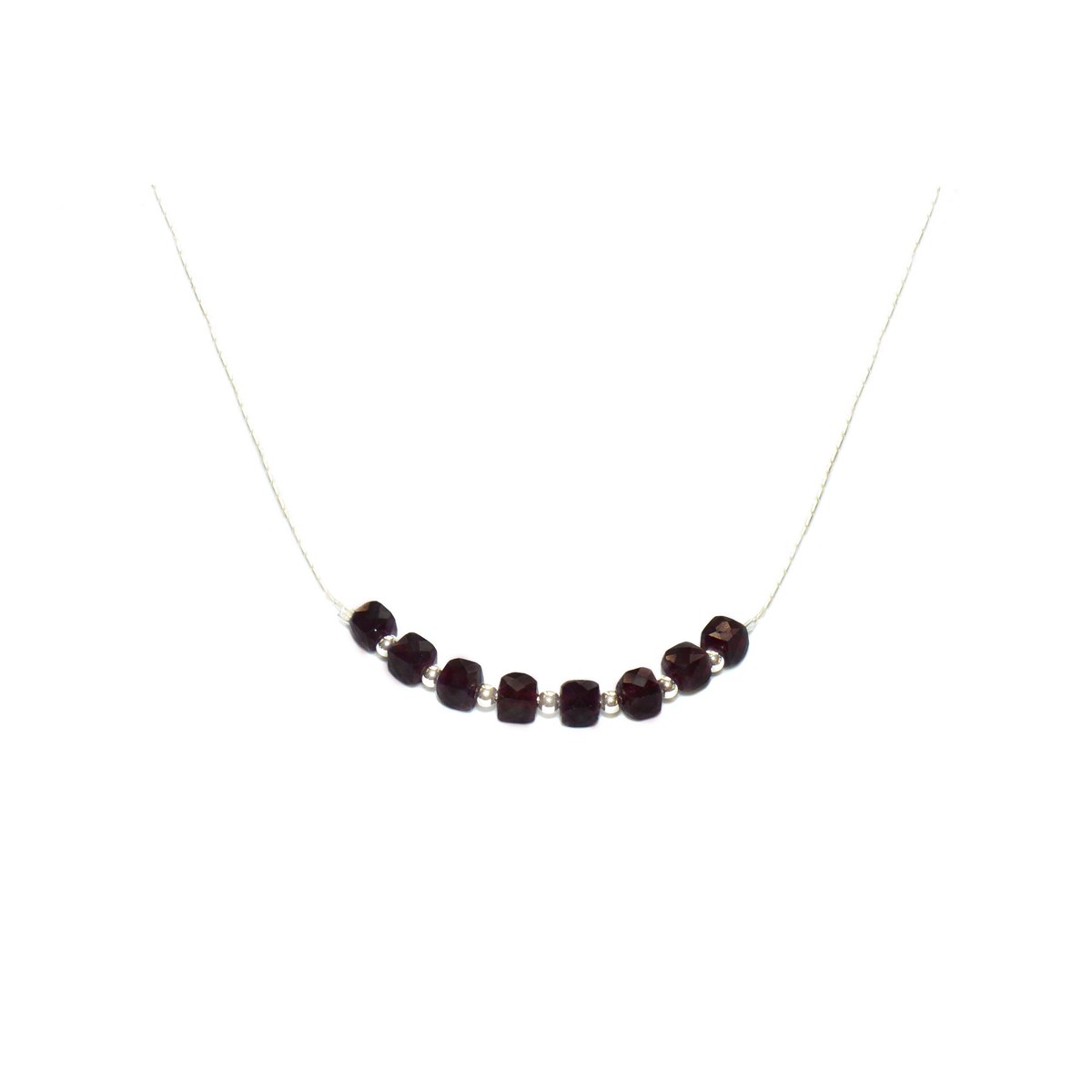 Collier orné de perles Grenat de Rhodolite argent 925