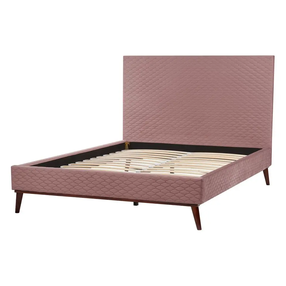 BAYONNE - Tweepersoonsbed - Roze - 140 x 200 cm - Fluweel
