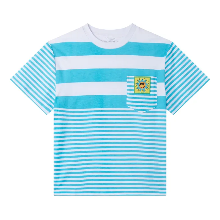 Stella McCartney Kids T-Shirt Soleil Rayé | Bleu turquoise