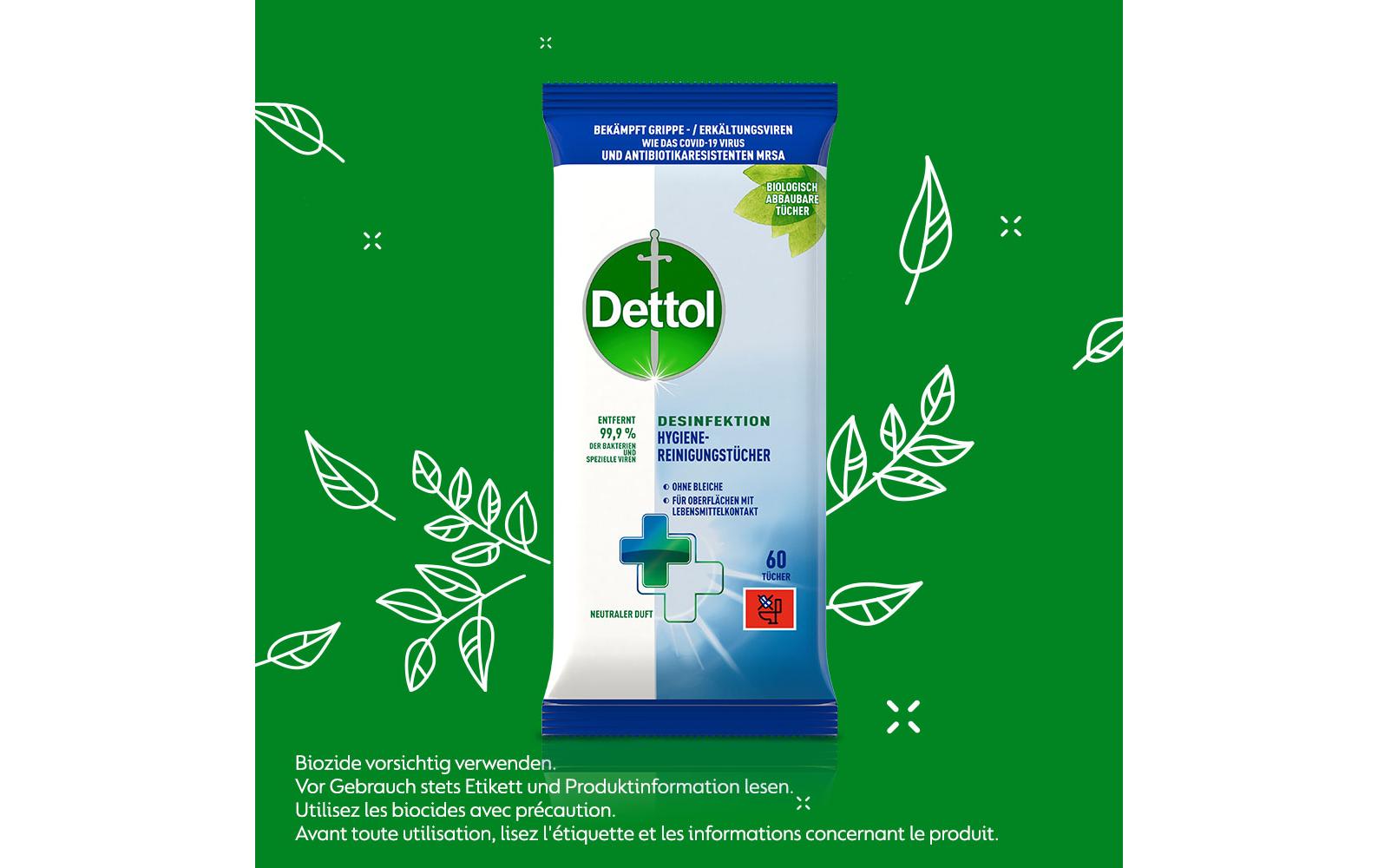 Desinfektion Hygiene-Reinigungstücher 60 StückAntibakterieller Oberflächenreiniger mit neutralem Duft