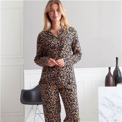 Pyjama femme fluide motif feuilles