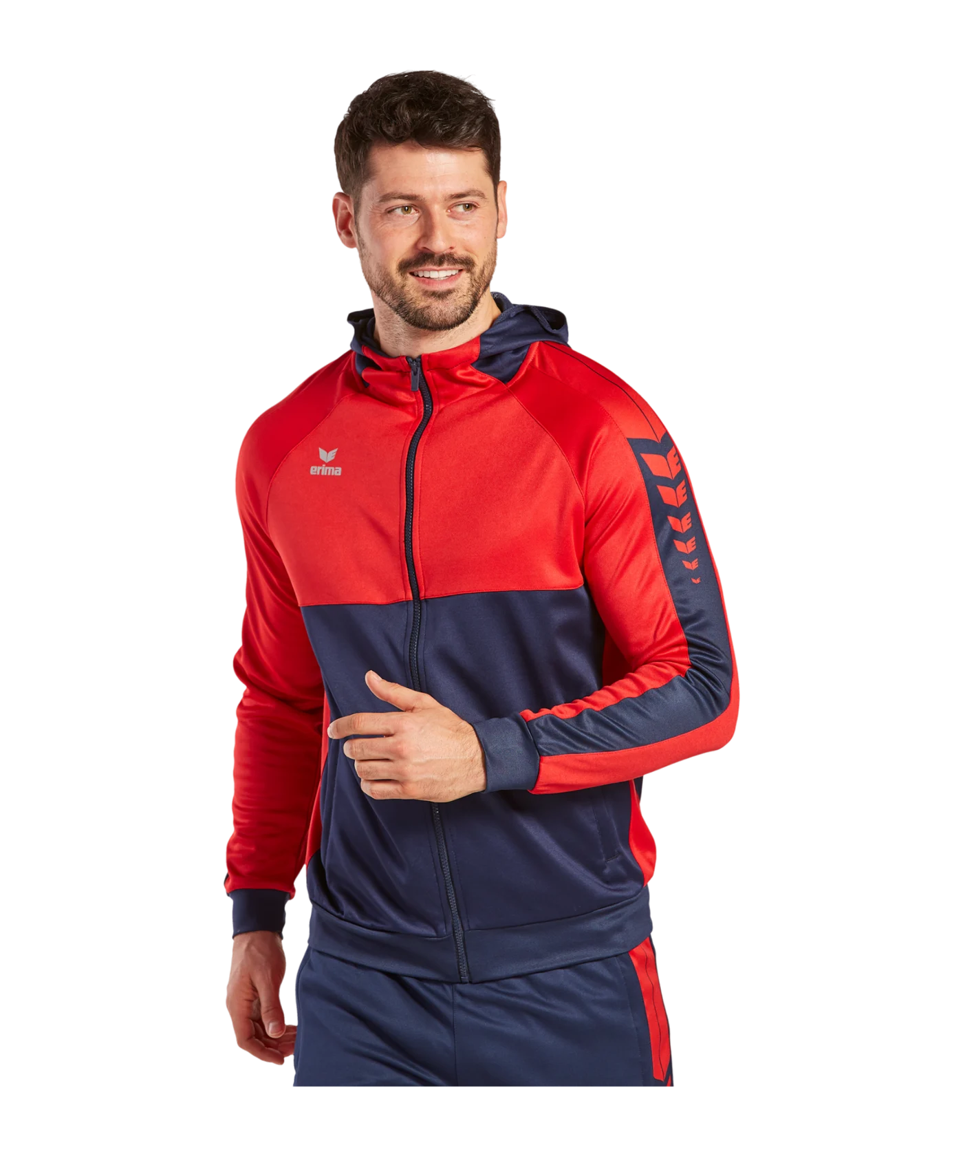Erima Six Wings Kapuzenjacke Blau Rot