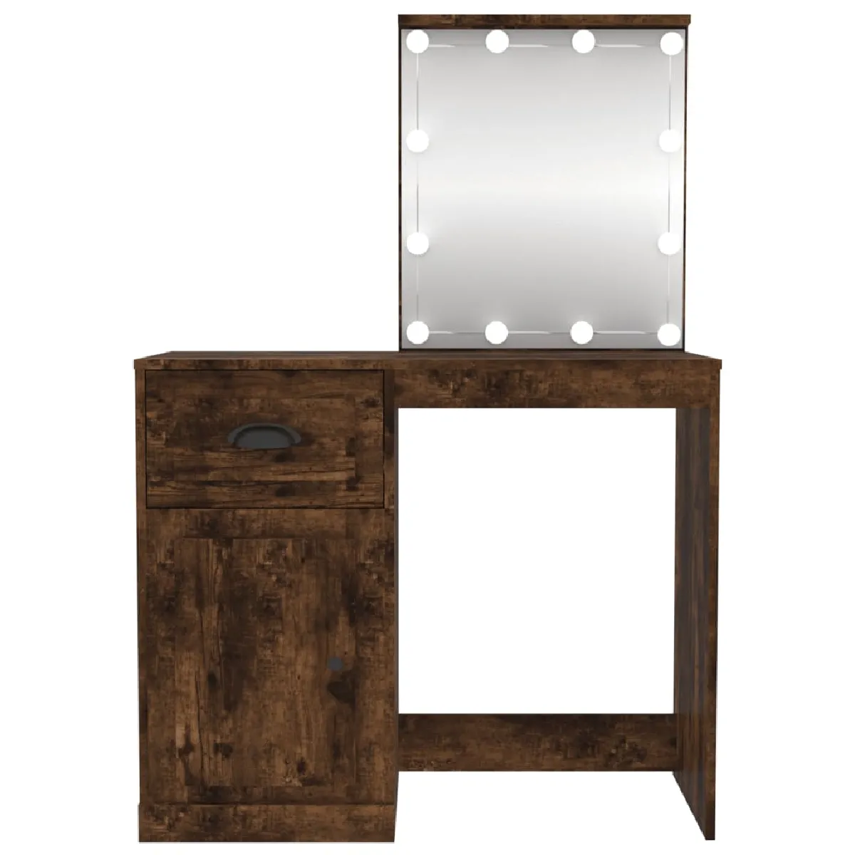 Helloshop26 Coiffeuse design avec led - Chêne fumé