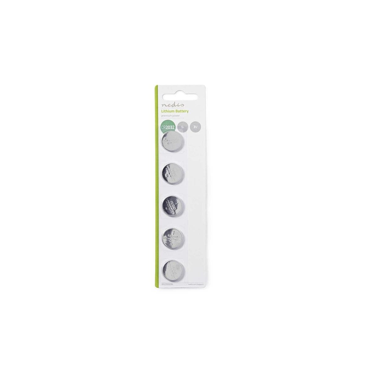 Nedis Lithium knappecellebatteri CR2032 | 3 V DC | 5-Blister | Sølv
