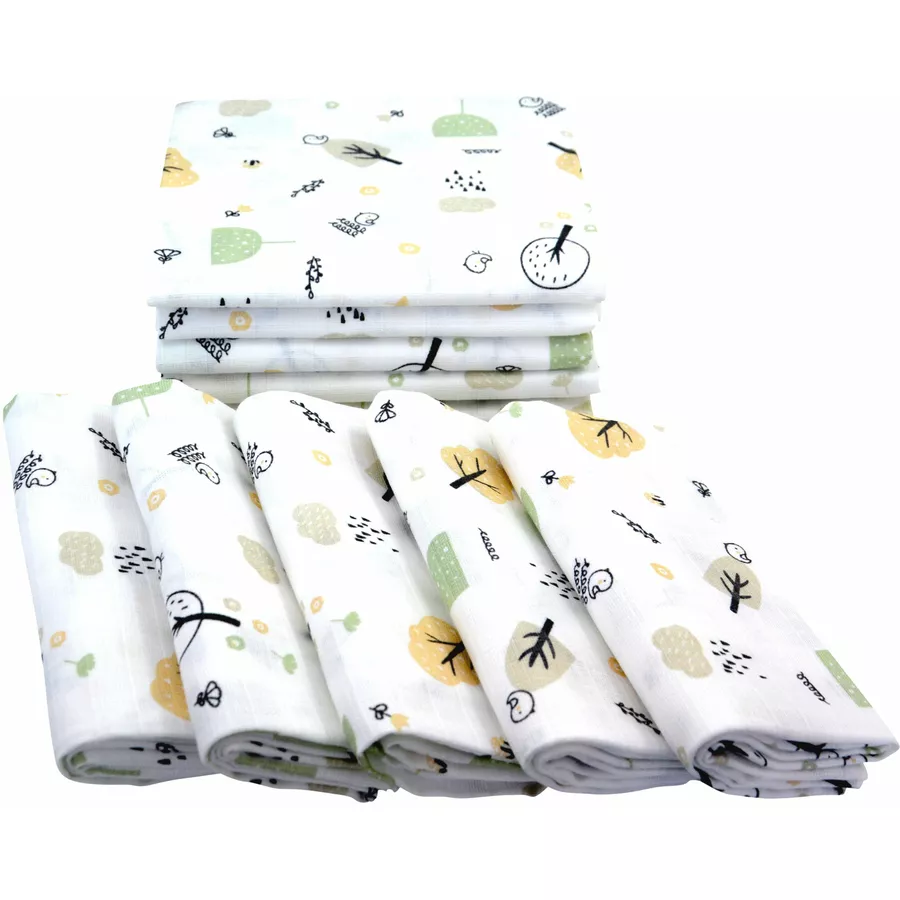 M.M.C. Mullwindel 10 PACK Natur Motive 80x70 cm Mulltücher 10 Bäume