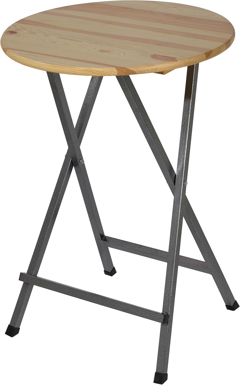 METRO Professional Outdoor Stehtisch, Kiefernholz/Stahl, Ø 78 x 110 cm, Wetterbeständig, Klappbar, Rund, Braun