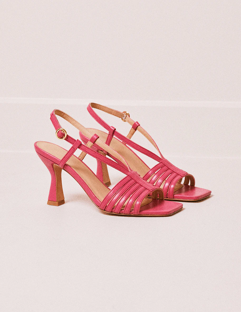 Sandales à talons Ninon M - Cuir fuchsia