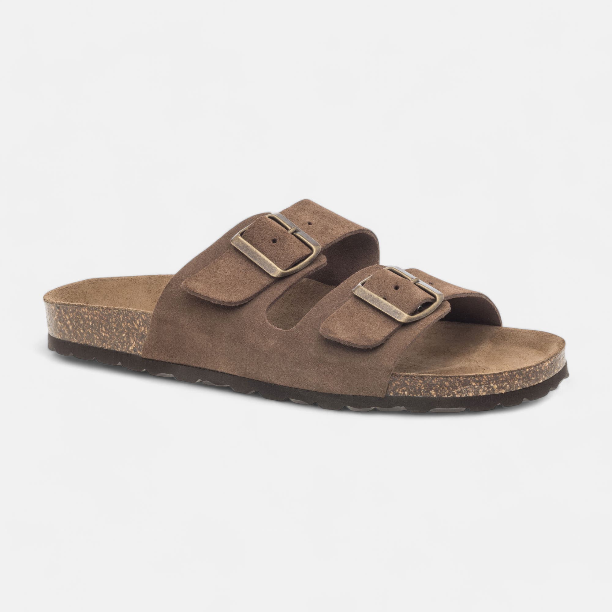 Mules semelle liège Homme en cuir marron