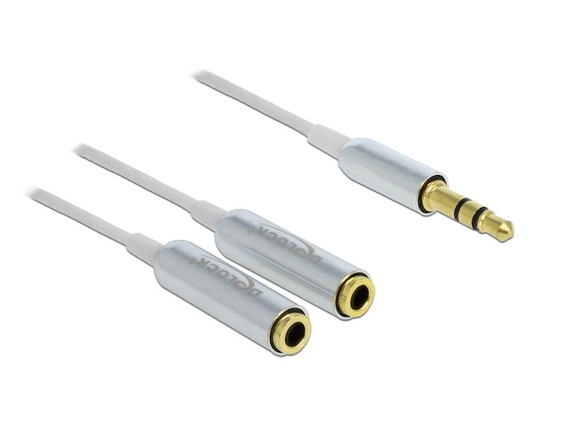 Delock Audio-Kabel Klinke 3.5 mm, male – female, 0.25 m Wei Delock Kabel Audio Splitter Klinkenstecker 3.5 mm 3 Pin > 2 x Klinkenbuchse 3.5 mm 3 Pin 25 cm
