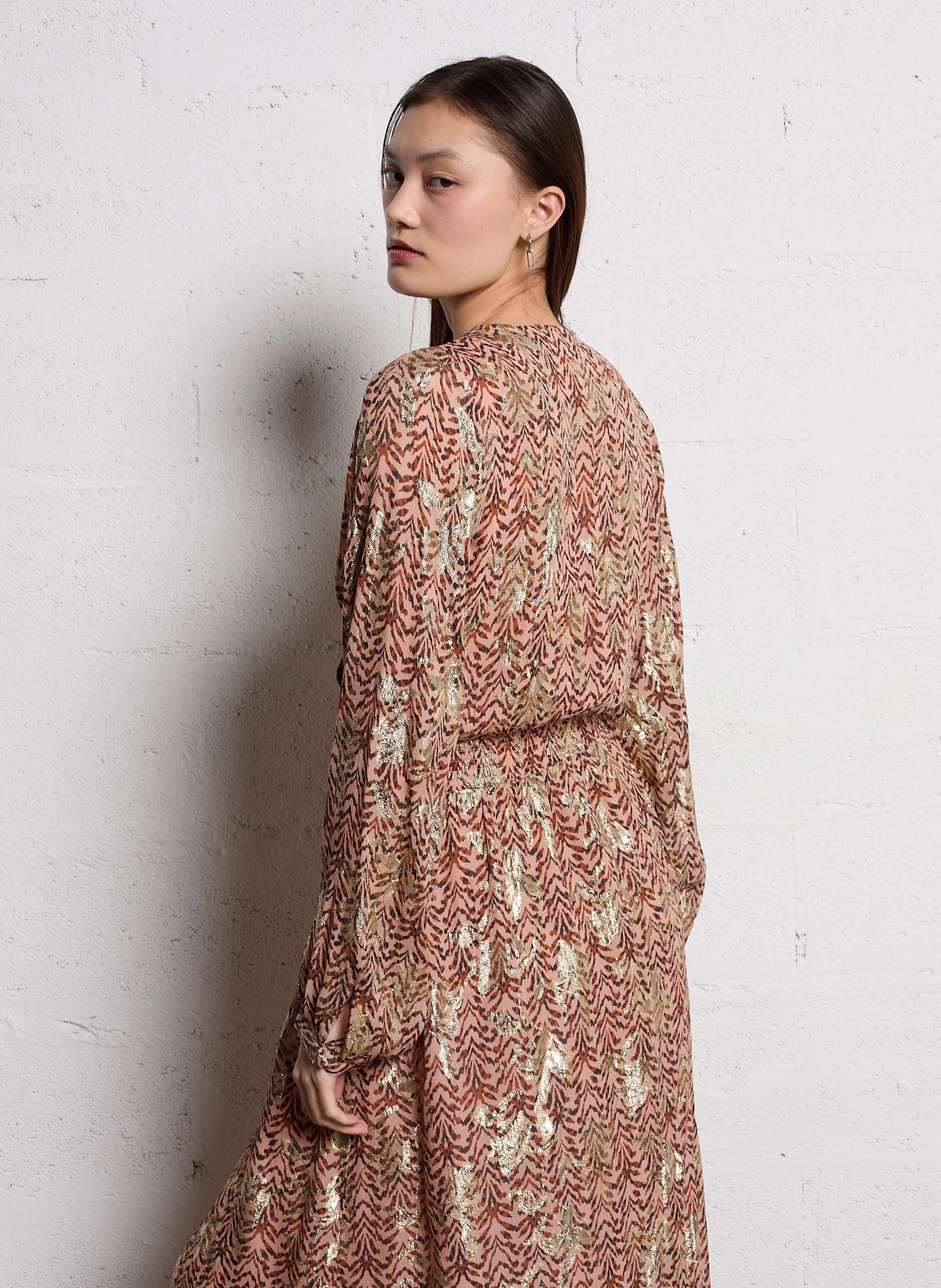 REBECCA - Robe longue col V| Beige